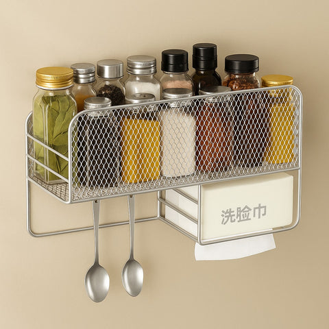 Wall-Mounted Metal Spice Rack / Kitchen Organizer Shelf
