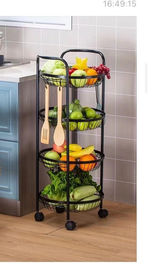 4-Tier Metal Fruit & Vegetable Storage Trolley (With Wheels)