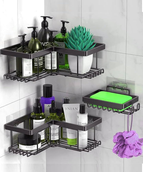 Wall Mounted Corner Bathroom Shelf Organizer (3-in-1 Set)