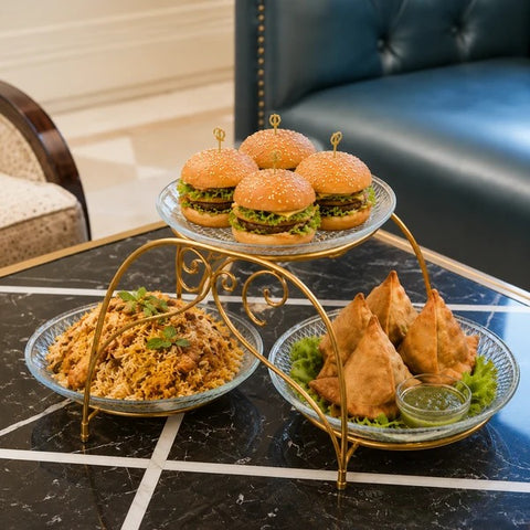 3-Tier Golden Glass Serving Stand