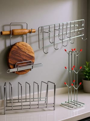 Premium 4-in-1 Kitchen Organizer Rack Set – Silver