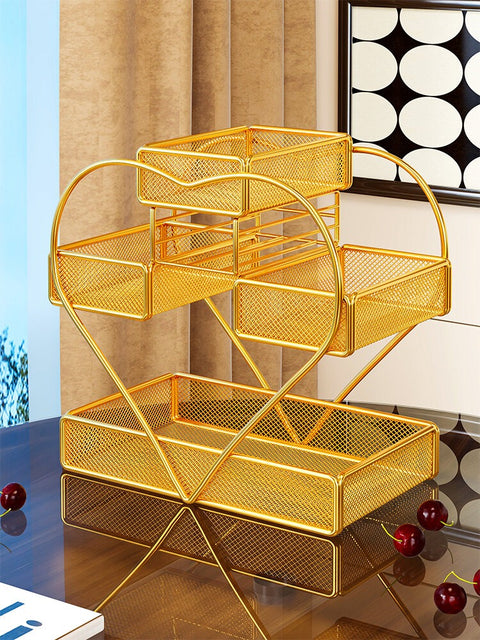 Premium 4-Tier Fruit Basket Stand – Golden