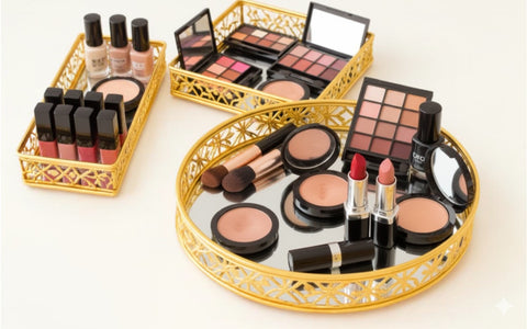 Mirror Tray For Serving Dessert, makeup Tray