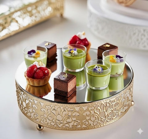 Round Cake Stand Pastry Stand Cupcake Display Tray Golden