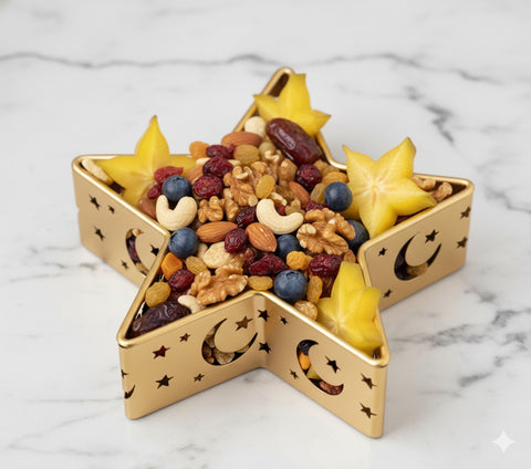 Golden Crescent & Star Decorative Serving Tray