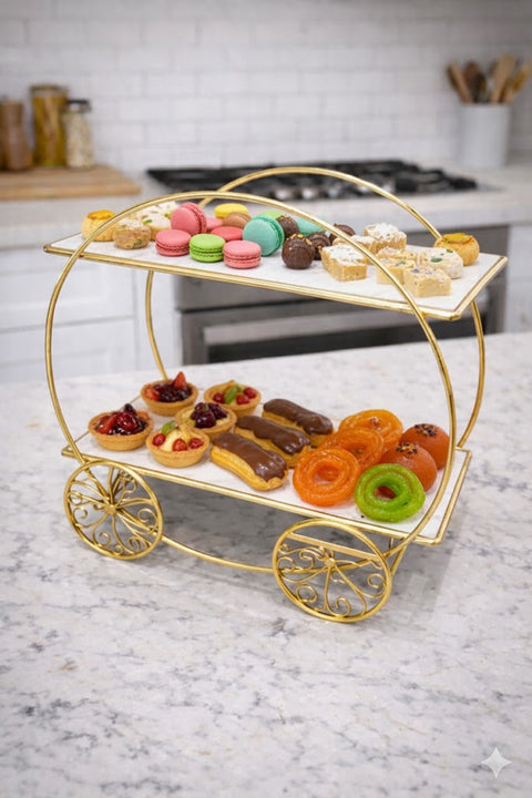 2-Tier Gold Metal  Display Stand for Wedding