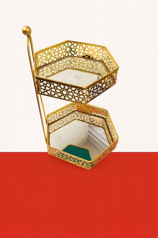 2 tier glass base Organiser for Decor