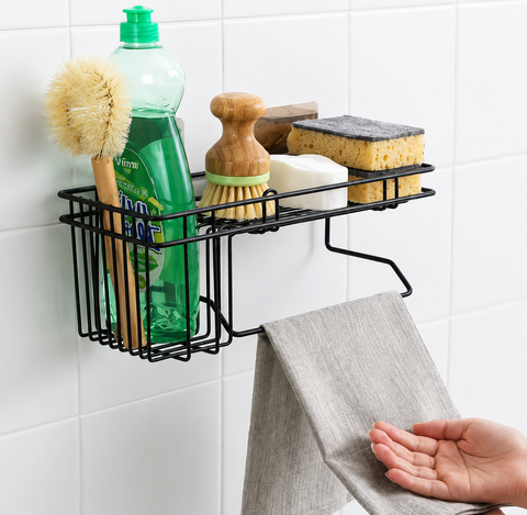 Multipurpose Wall Mounted Kitchen & Bathroom Organizer Rack with Towel Holder