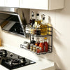 2-Tier Wall Mounted Kitchen Spice Rack – Black Metal Organizer Shelf