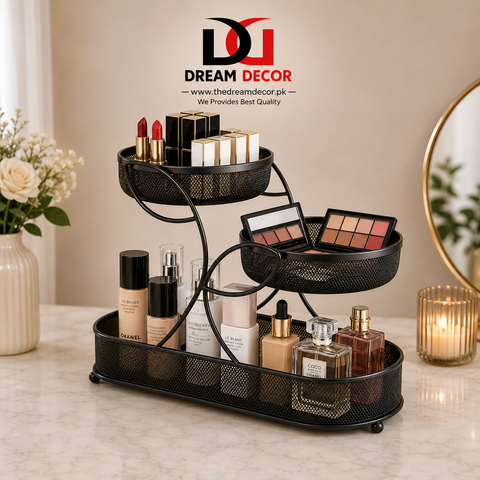 Metal Mesh Makeup Organizer & Cosmetic Storage Stand