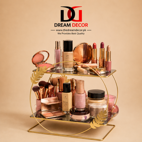 Luxury Golden Two-Tier Makeup & Perfume Organizer