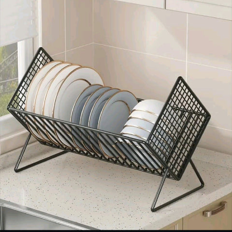 Black Metal Kitchen Dish Drying Rack – Plate & Bowl Organizer