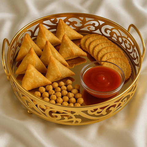 Glass Mirror Gold Luxury  Storage Display Tray