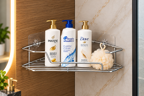 Chrome Wall Mounted Bathroom Rack | Shower Caddy & Storage Organizer
