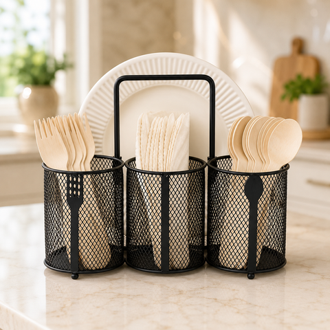3-Compartment Party Tableware Organizer