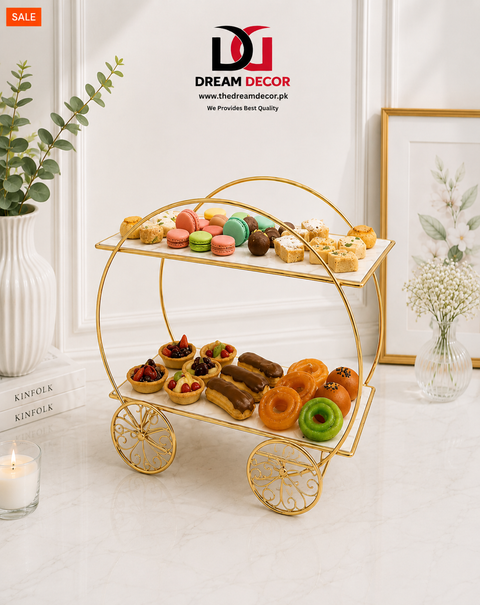 2-Tier Gold Metal  Display Stand for Wedding