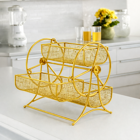 Wheel-Design Metal Fruit & Vegetable Basket