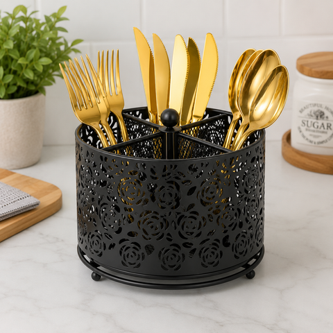 Luxury Rotating Cutlery Holder Organizer
