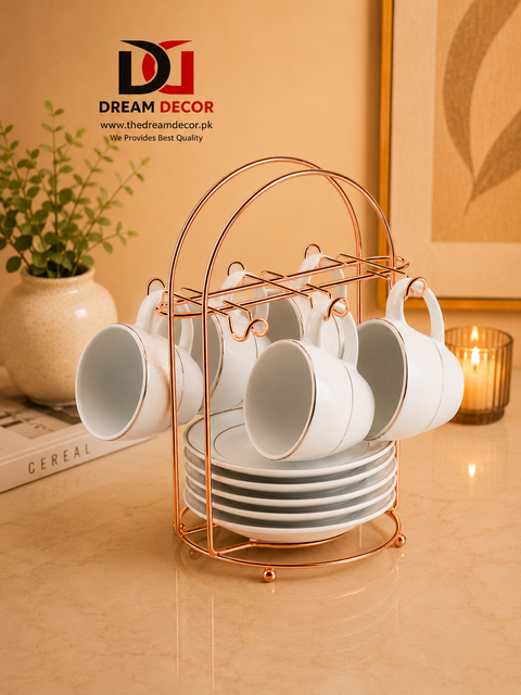 Luxury Metal Cup & Saucer Organizer Stand