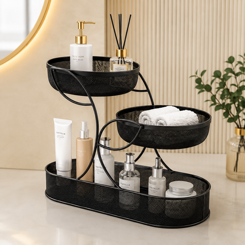 Metal Mesh Makeup Organizer & Cosmetic Storage Stand