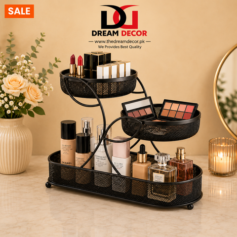 Metal Mesh Makeup Organizer & Cosmetic Storage Stand
