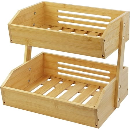 Wooden Fruit Basket & Countertop Storage Rack