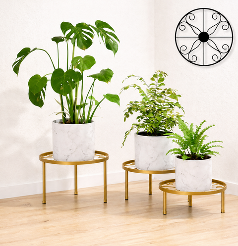 Modern Black Metal Plant Stand Set (3-5Piece)