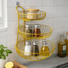 3-Tier Golden Wall Hanging Kitchen Organizer Rack
