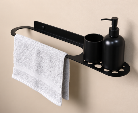 Wall Mounted Bathroom Towel Rack & Organizer