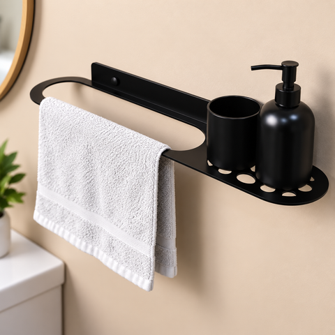 Wall Mounted Bathroom Towel Rack & Organizer