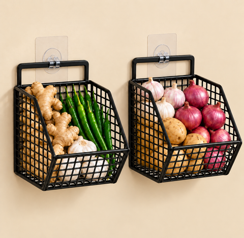 Premium Wall-Mounted Vegetable & Kitchen Storage Basket – Set of 2