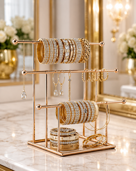 3-Piece Beauty & Jewelry Organizer Set – Premium Gold Collection