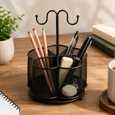 360° Rotating Mesh Pen Holder Organizer