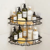 Black Metal Bathroom Corner Organizer – No-Drill Shower Rack