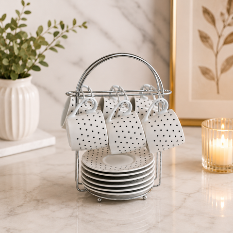 Luxury Metal Cup & Saucer Organizer Stand