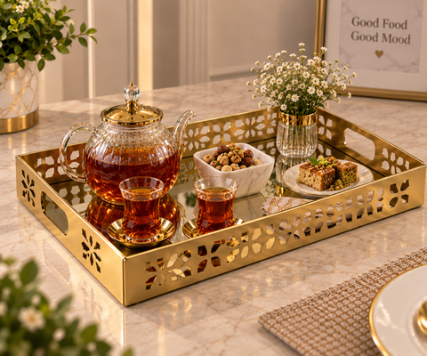 CNC Golden Mirrored Serving Tray