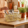 Premium Gold Mesh Cutlery Organizer Basket – Kitchen Spoon & Fork Holder