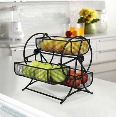 Wheel-Design Metal Fruit & Vegetable Basket