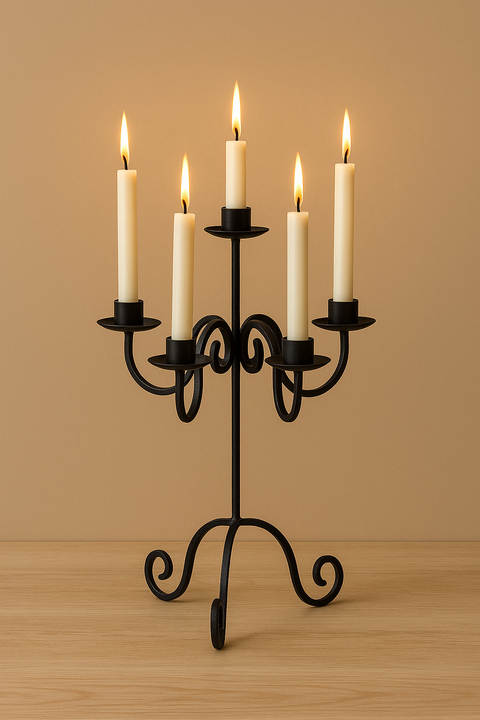 Elegant 5-Arm Metal Candle Holder