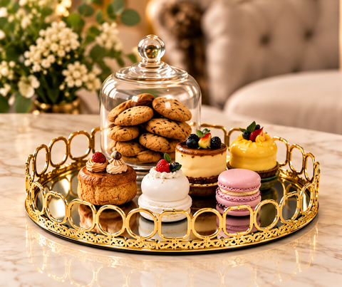 Luxury Gold Decorative Serving Tray – Premium Mirror Tray