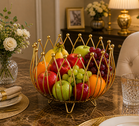 Geometric Metal Wire Fruit Basket