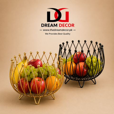 Geometric Metal Wire Fruit Basket