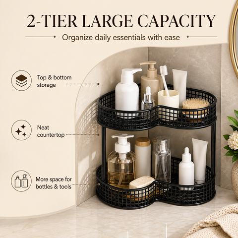 2-Tier Corner Storage Organizer – Black