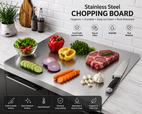 Premium Stainless Steel Washable Chopping Board for Kitchen