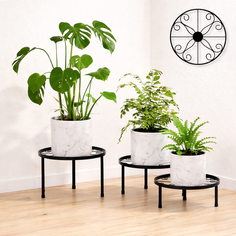 Modern Black Metal Plant Stand Set (3-5Piece)