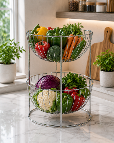 3-Tier Metal Fruit Basket Stand | Kitchen Countertop Fruit Organizer