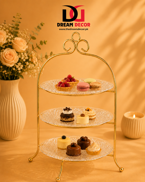 3 Tier Crystal Glass Dessert Serving Stand
