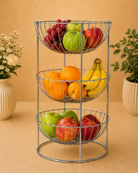 3-Tier Metal Fruit Basket Stand | Kitchen Countertop Fruit Organizer