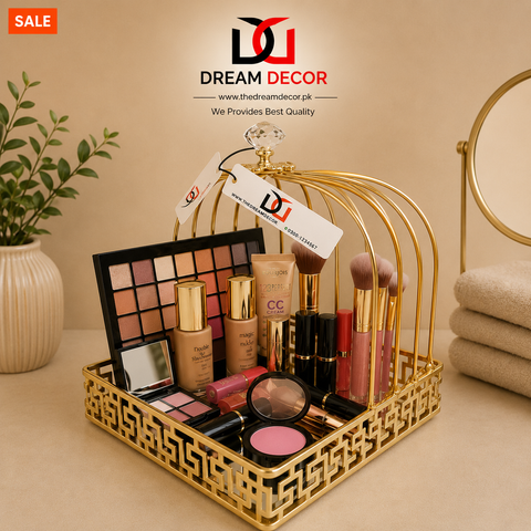 Luxury Golden Mirrored Makeup Organizer