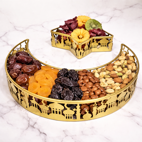 Golden Crescent & Star Decorative Serving Tray